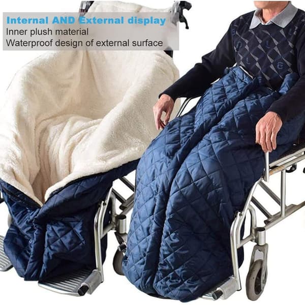 Universal Wheelchair Accessory With Reusable Design, Warm And Comfortable Fleece-Lined Blanket For Cold Weather, Waterproof Outer Shell With Zipper