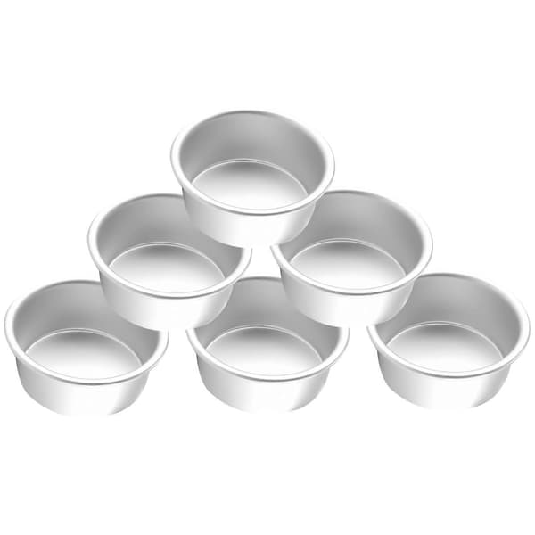 4-tommers kageform, 6-delt minikageform rund bageformssæt til bagning og dampning, rund kageform Sølv Silver