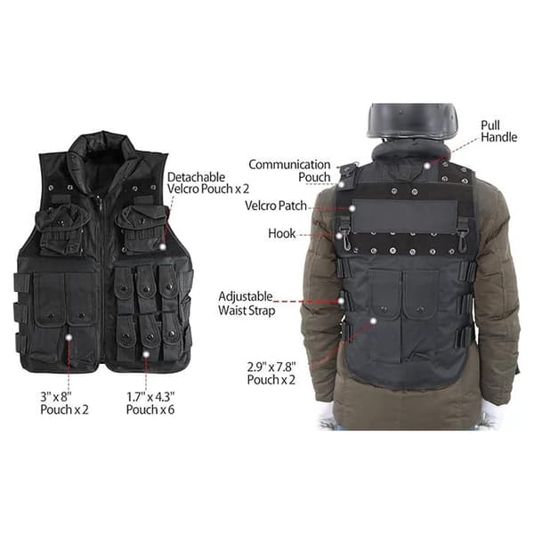 Tactical Airsoft Vest for Outdoor Training, Adjustable Size Lightweight Design with Multifunctional Pockets, Mesh Material for Ventilation and