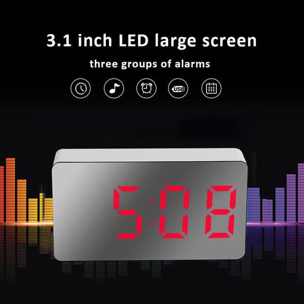 [LCS]Small Mini Digital Travel Alarm Clock with LED Time or Temperature Display, Snooze, Adjustable Brightness, Easy to Use Red One size Red One size