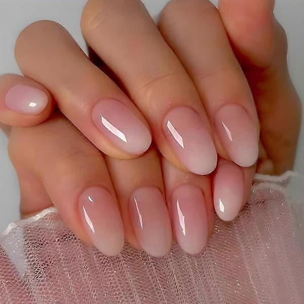 Almond Press-on Nails Short Round Fake Nails White False Nails