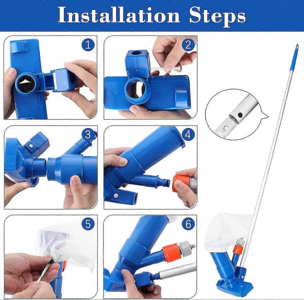 Pool Vacuum Cleaner, Pool Jet Vacuum Cleaner With 5-Section Pole, Portable Vacuum Cleaner Accessories