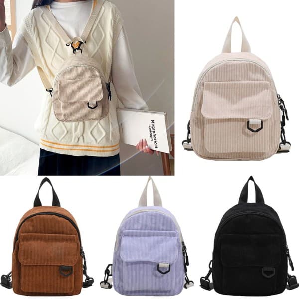 Fashion Women Mini Backpack Solid Color Brown