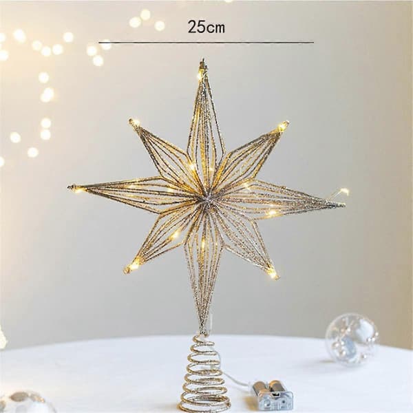 Christmas Tree Topper Star LED Light Home Christmas Decorations for Tree Ornaments Eight-pointed Star