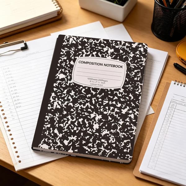 Generic Composition Books - 26x18.4cm 100 Pages Thick Paper | Paperage Notebook | for School, Classroom, Office, Work, Homework, Journal[DB] Black/White