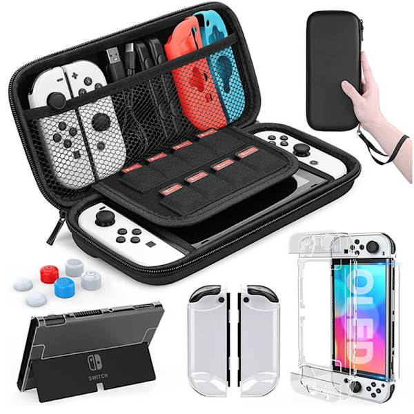 Nintendo Switch OLED-kompatibelt etui med tilbehør