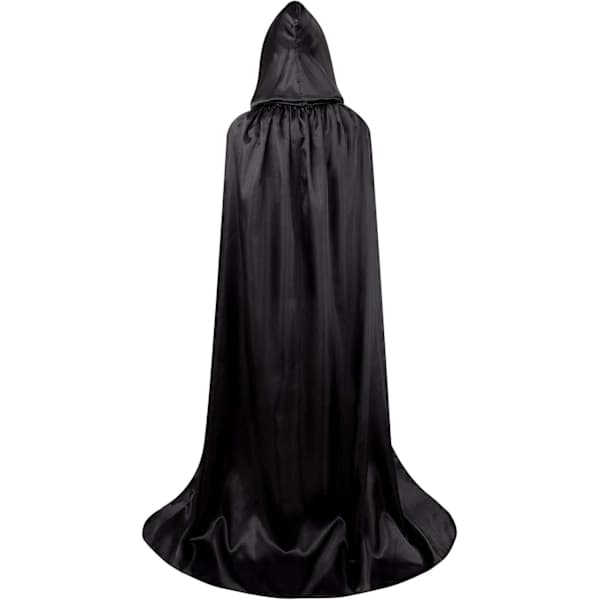 Unisex voksen hættekappe i fuld længde Halloween julekostume festkappe størrelse 110cm til 170cm sort 110CM/43
