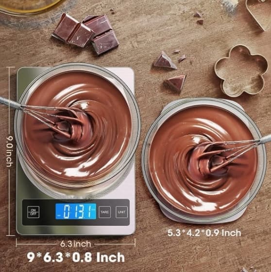 Digital køkkenvægt med tarafunktion 5 kg kapacitet USB-opladning rustfrit stål sølv