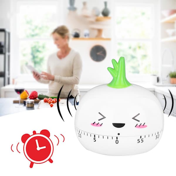 Cartoon Style Kitchen Timer, Mechanical, Alarm, Reminder, Timer Tool, Countdown Tool, White