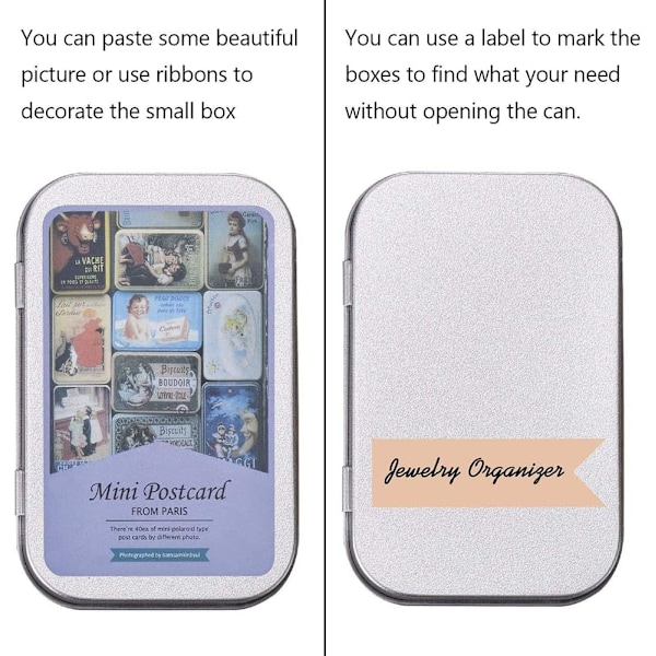 12-pack Metal Storage Tin with Lid, Rectangular Empty Tin with Lid, Mini Portable Storage Box for Key, Candy, Coin, Earrings