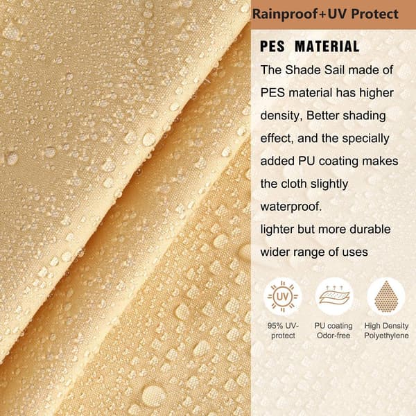 Rectangular Waterproof Shade Sail - Stainless Steel, Durable - for Outdoor Use, Garden - 3x2m