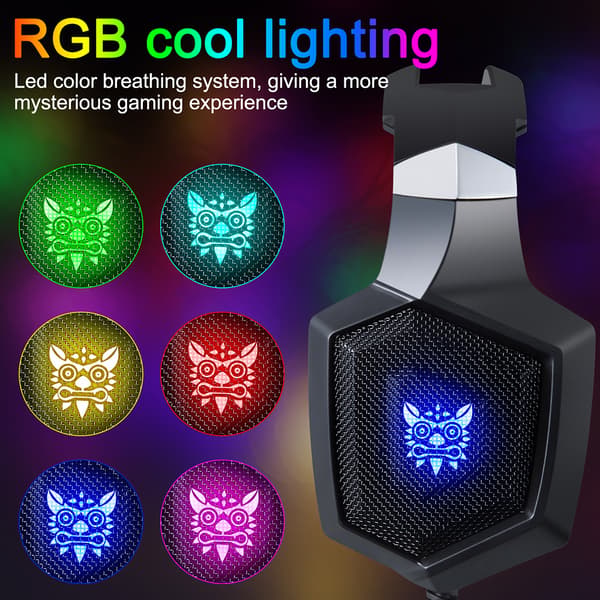 RGB LED-belyst Gaming Headset, Syntetisk Læder & Memory Foam, Multiplatform Kompatibilitet til Ny Xbox One PC Mac OS PS4 Tablet Telefon