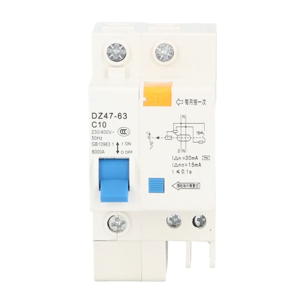 Miniatyrbryter Mini MCB 1P+N 10A 230V 400V 30mA 6000A Bryteevne for Hjemmet