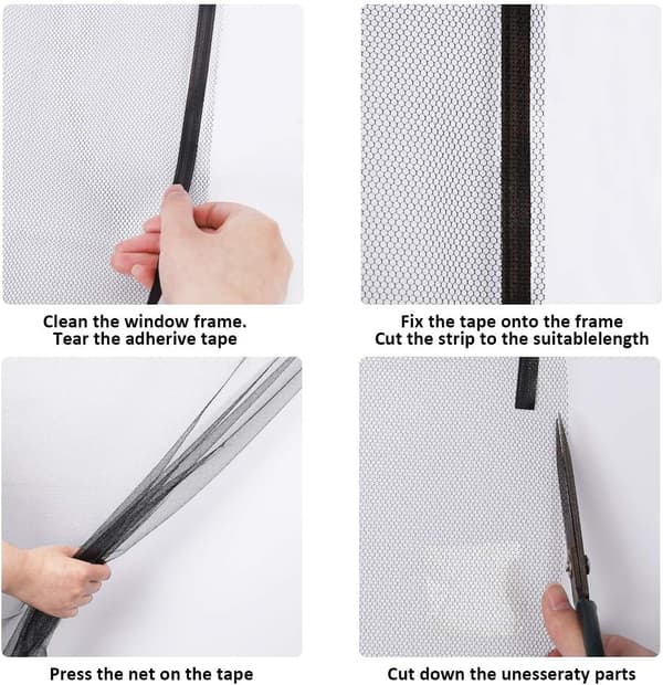 Window Mosquito Net 4-pack, Mosquito Net with 4 Self-Adhesive Strips