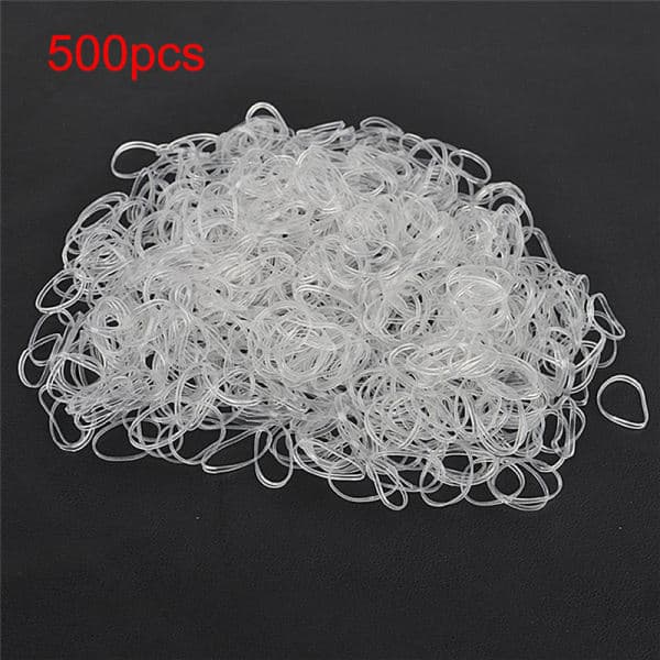 200 st/500 st Transparenta Hästsvanshållare Elastiska Gummiband Hår T Vit 2mm Vit 2mm
