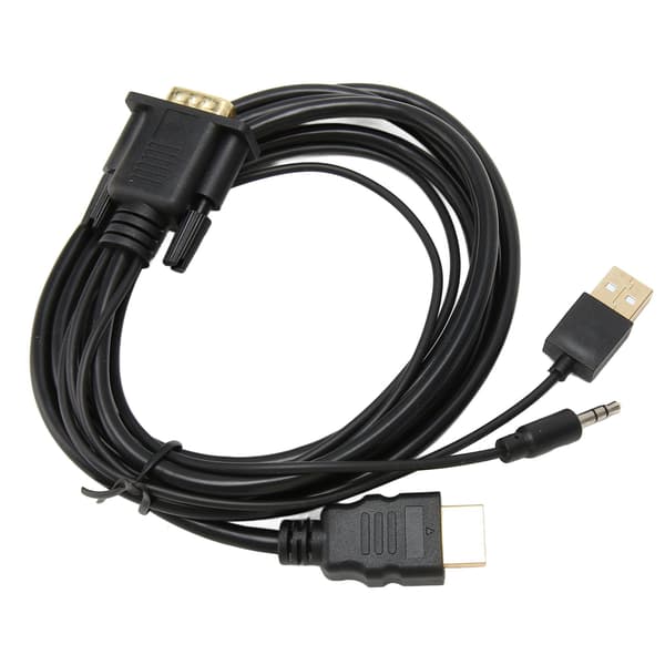 VGA til HD Multimedia Interface Adapter 1080P Videokonverteringskabel med Lyd og Strømforsyning til Bærbar PC Skærm 1,8m
