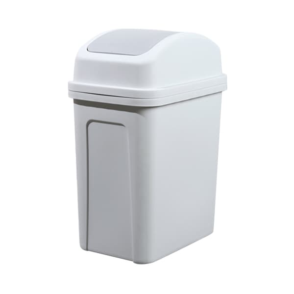 Slim Rectangular Trash Can, Space-Saving Waste Bin with Swing Lid, Durable and Reusable Plastic Construction, Automatic Odor Prevention