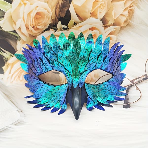 Halloween/karnevalsballkostyme Laser Regnbuefjær Uglemaske[YJD] Black