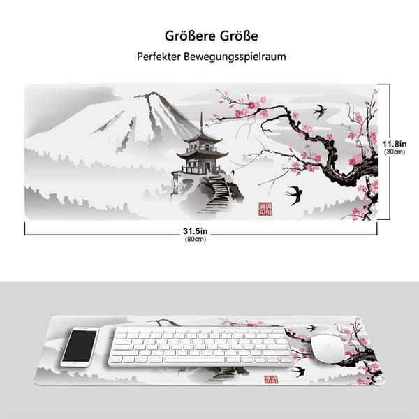 Japanese Motif Mouse Pad For Gamers, Ultra-smooth Surface For Precision, Non-slip Rubber Base Keeps It Secure, Comfortable Use For Long Gaming Sessions