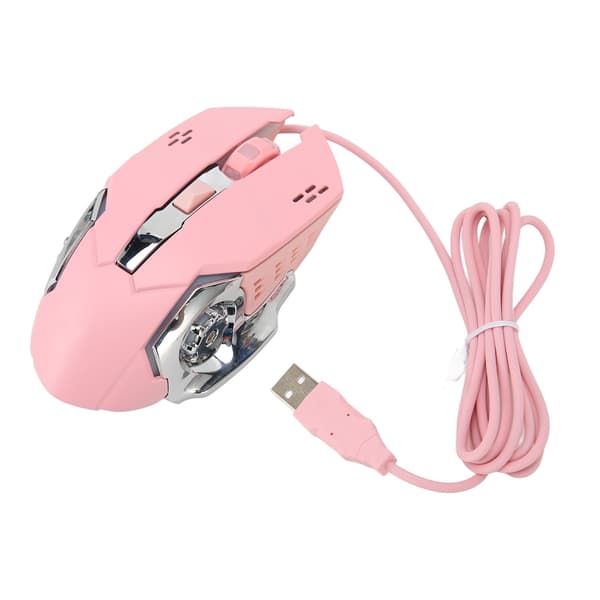 Wired Gaming Mouse USB Optical Computer Mouse with RGB Backlight 4 Adjustable DPI Up to 3600 Portable Silent Mouse for Windows 7 8 10 XP Pink