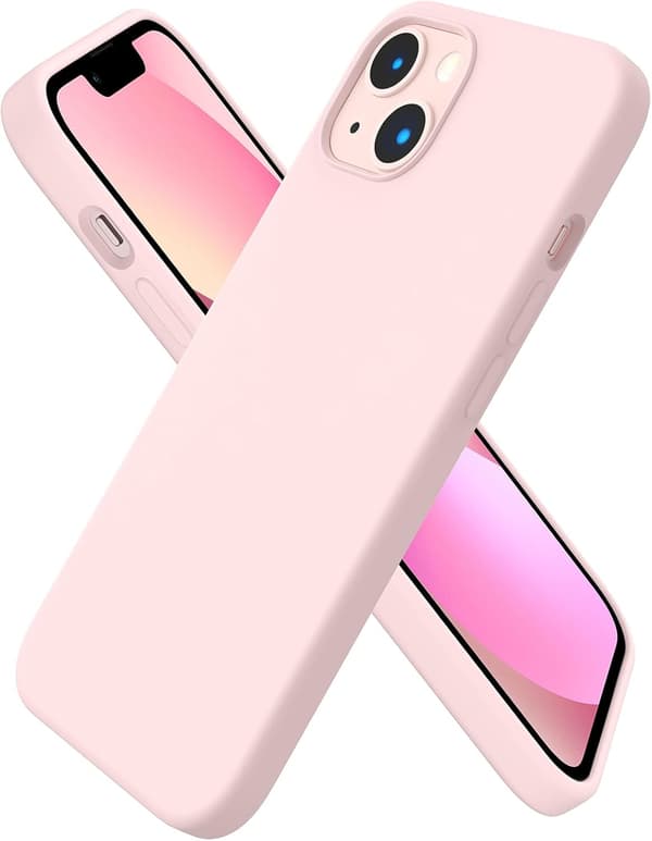 iPhone 13 Case, Liquid Silicone Case for 6.1 inch iPhone 13, Ultra-thin Case, Full Coverage Shockproof Protective Soft Case Chalk pink