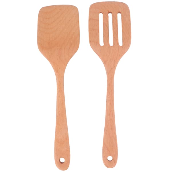 2-pack Wooden Spatula Set Eco-Friendly Non-Stick High Heat Resistant Kitchen Utensil