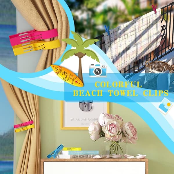 8 isoa pyykkipoikaa - Pyyheklipsit - Rantapyyheklipsit moniväriset