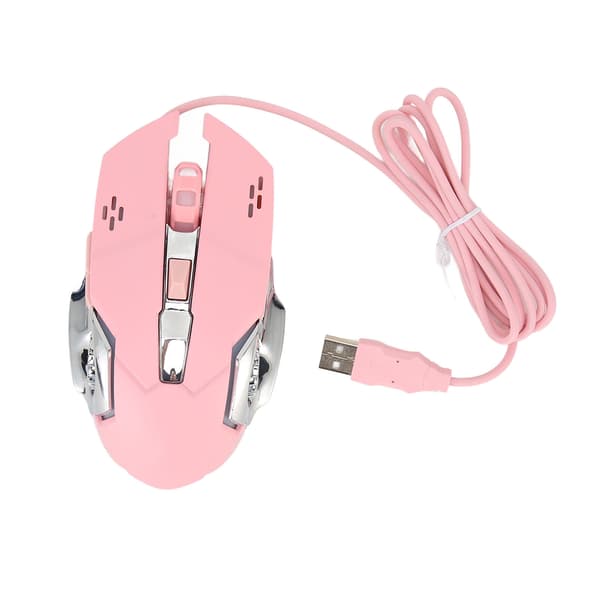 Wired Gaming Mouse USB Optical Computer Mouse with RGB Backlight 4 Adjustable DPI Up to 3600 Portable Silent Mouse for Windows 7 8 10 XP Pink