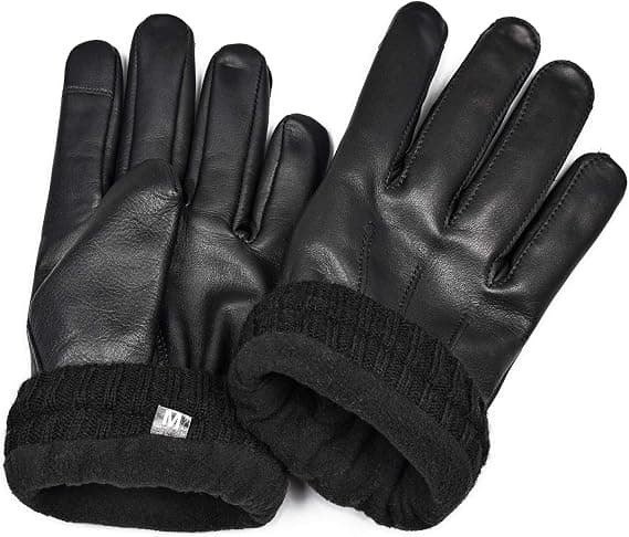 Ægte læderhandsker til mænd | Handsker Herre Vinter Varme Handsker Touc