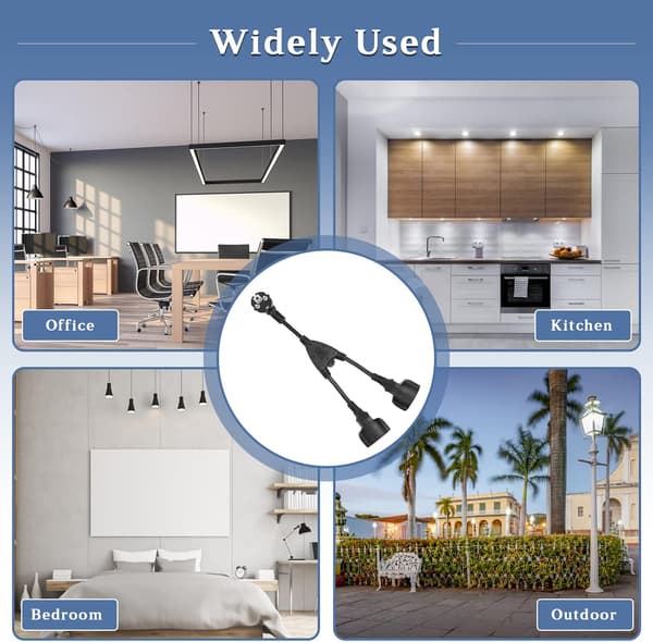 Double Socket, Extension Cable with 2 Sockets 16A/ 250V/ Max.3680W 2 in 1 IP44 2-Way Power Strip Double Socket for Home, Office