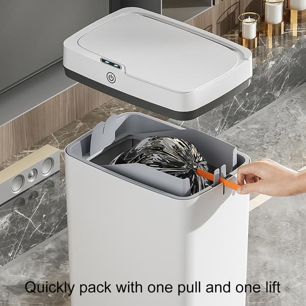 Automatic Trash Can with Lid, Rechargeable Battery Smart Sensor Trash Can, USB Charging Compact and Slim Design for Bathroom Kitchen Bedroom, Large