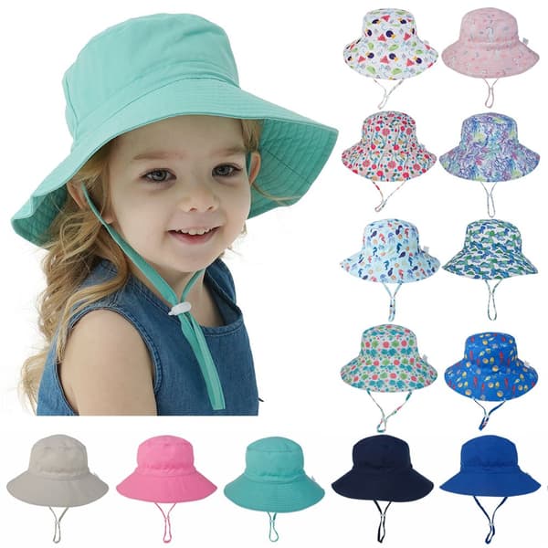 Sommerhat til børn, solhat til udendørs, strandhat, 3-8 år Rose blomster