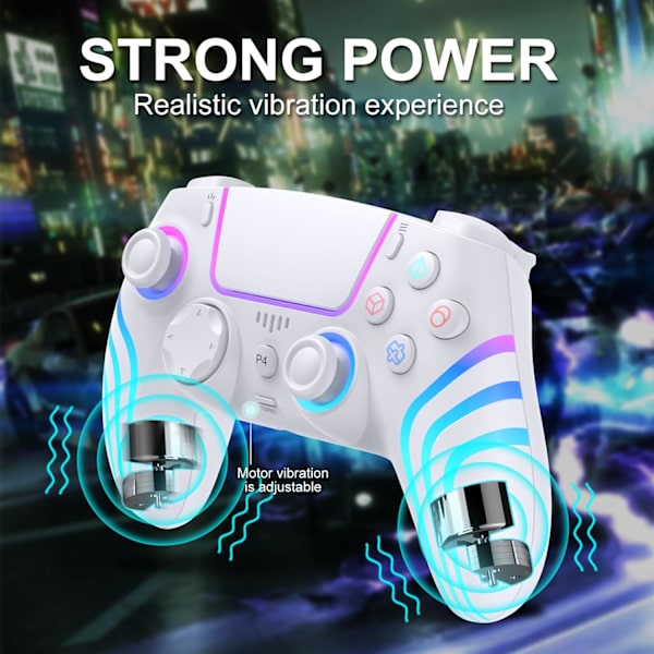 PS4 Compatible Wireless Controller with LED Lighting, Dual Vibration, for PS4/PS4 Pro/PS4 Slim, White