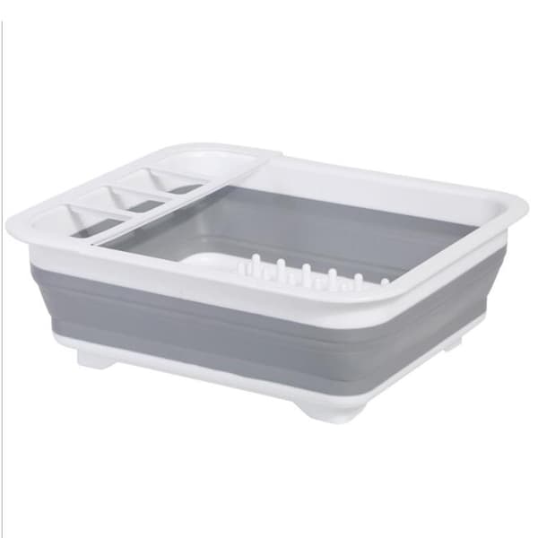 Durable & Lightweight Plastic Cutlery Tray, Silicone Dish Rack for Quick Drying, Foldable Dish Rack Folds Flat for Space Saving