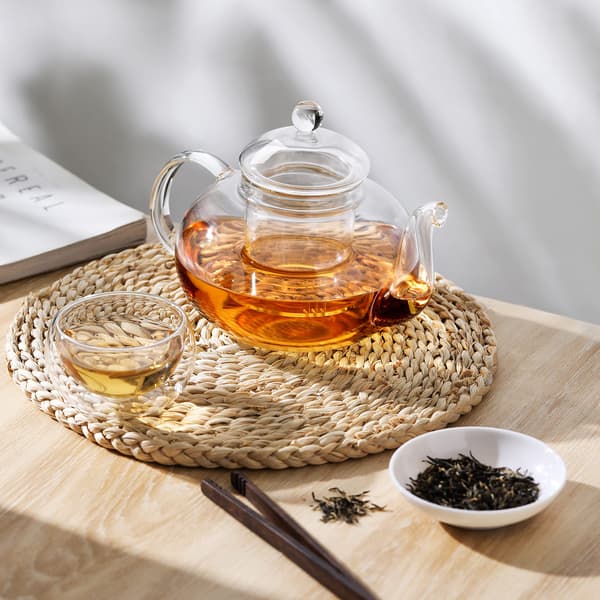 Glass Teapot Stove Safe, Clear Teapot with Removable Strainer