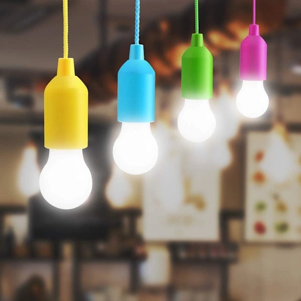 4-pack LED Pull Cord Bulb, Battery Operated, Cool White