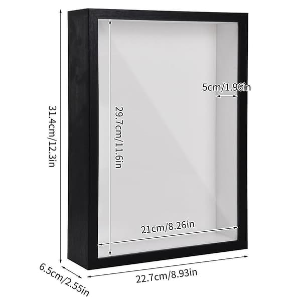 Shadow Box A4, 5 cm deep box-shaped photo frame for table and wall, 3D picture frame display box for crafts