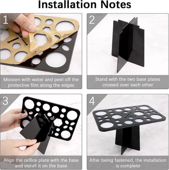Makeup Brush Holder - 28-Hole Makeup Brush Drying Rack - Foldable - Acrylic Brush Holder - Black - 20*13*13CM