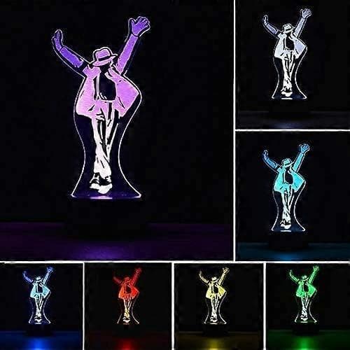 2025 Ny Michael Jackson Actionfigur 3D-lamper Optiske Illusioner 7 Farver Skift Touch Switch Natlampe
