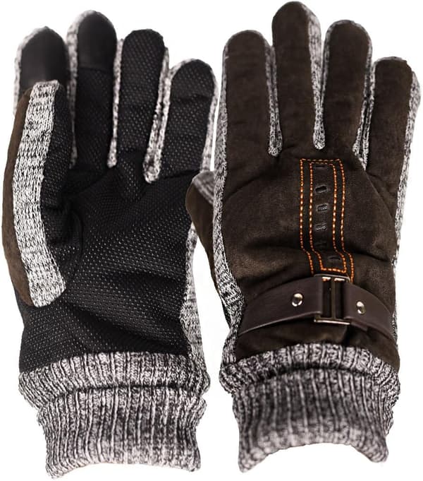 Men's Gloves, Winter Thick Suede Leather Touchscreen Gloves