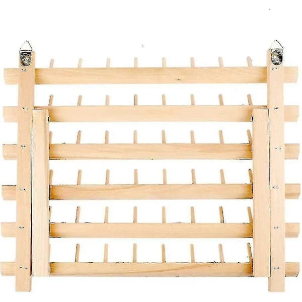 Wooden Holder for 60 Spools, Sewing and Embroidery Thread Rack and Organizer, Thread Stand for Sewing with Hanging Hooks