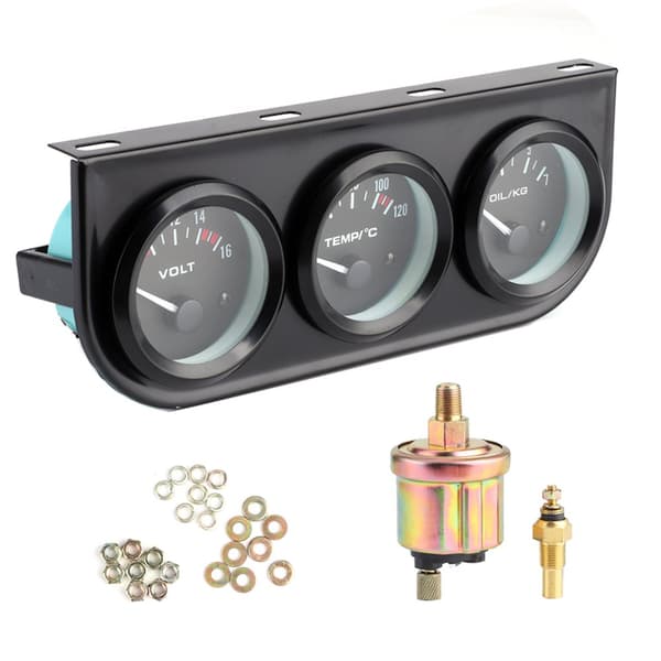 3-i-1 Bilmåler – Voltmeter, Vanntemperaturmåler, Oljetrykkmåler