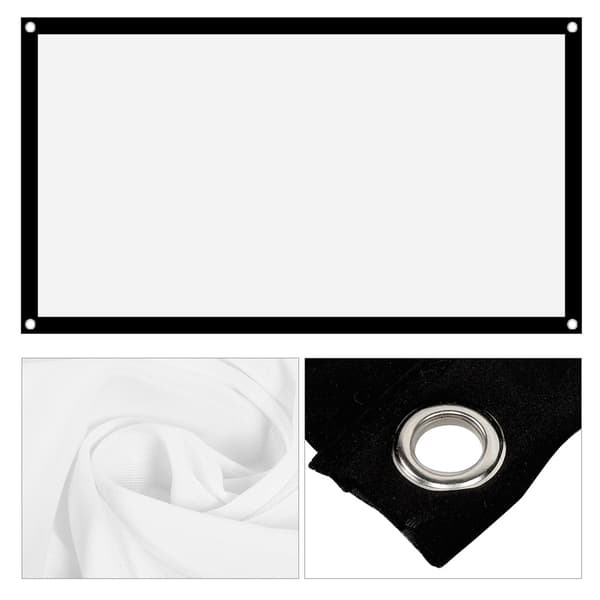 Foldable Projector Screen 60 Inch, 16:9 Wrinkle-Free Portable Projection Curtain with Black Border, Translucent Synthetic Polyester Fabric Screen for
