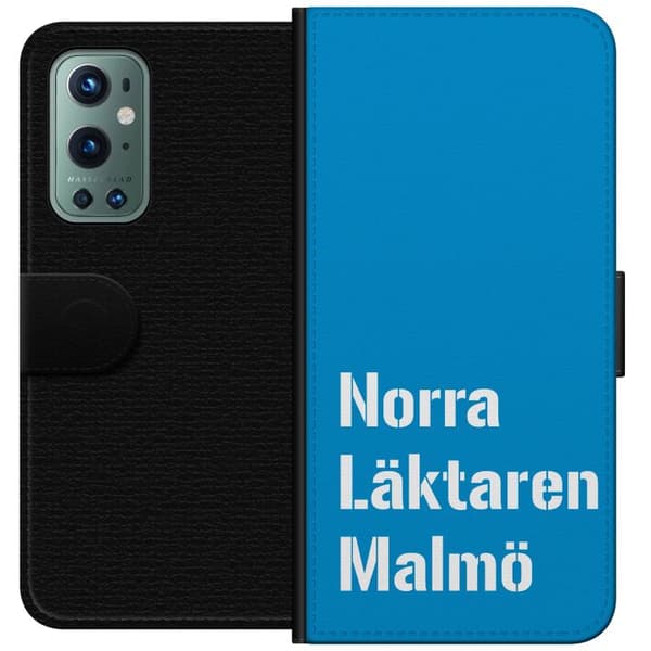 Compatible Wallet Case for OnePlus 9 Pro Minimalist Blue Text Design with Malmö Theme and Modern Typographic Style Blue