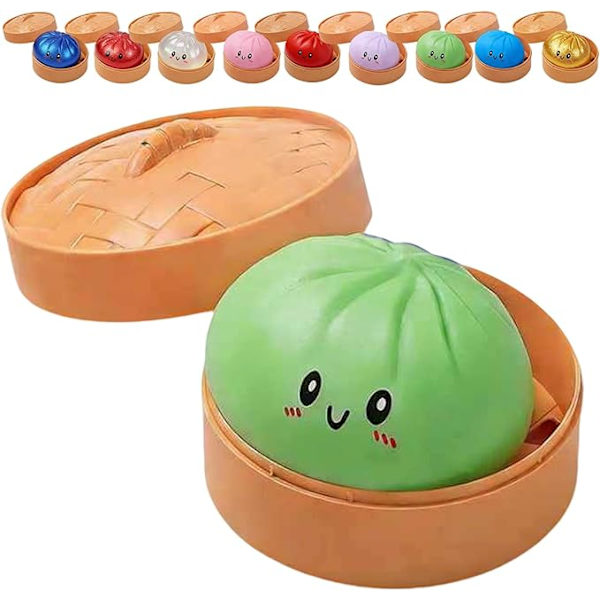 Glitter Dumpling, Glitter Dumpling Squishy med låda, Dumpling Sensorisk Klämleksak för Stresslindring