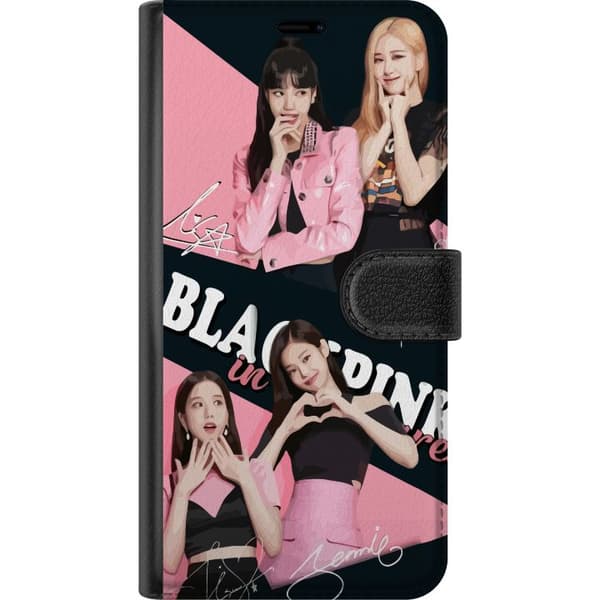 Compatible Wallet Case for Apple iPhone 8 Plus Blackpink members in a collage with autographs and a pink black background