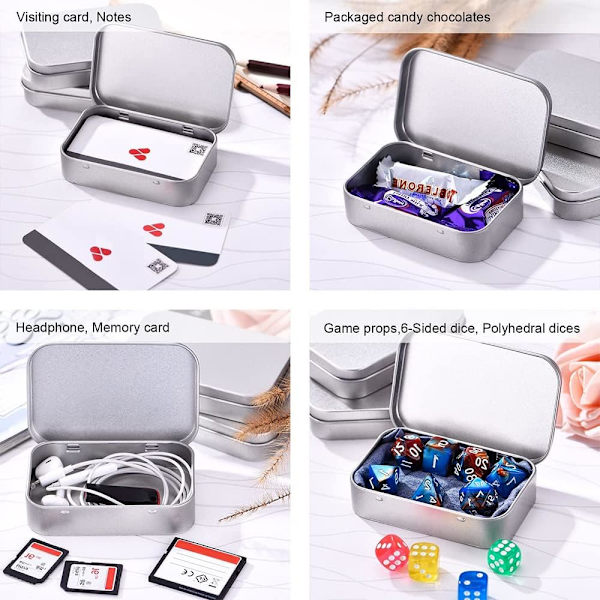 12-pack Metal Storage Tin with Lid, Rectangular Empty Tin with Lid, Mini Portable Storage Box for Key, Candy, Coin, Earrings