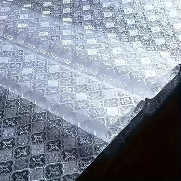 Frosted Window Film 3D Floral Pattern, Static Window Decor, Decorative and Privacy Window Film