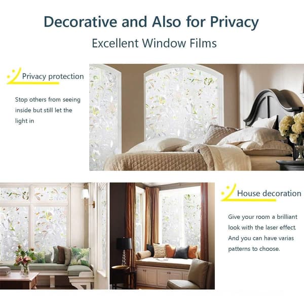 Semi-Private Decorative Film, Heat Control Window Privacy, Static Cling, Anti-UV, Reusable, Rainbow Visual Effects For Office Kitchen