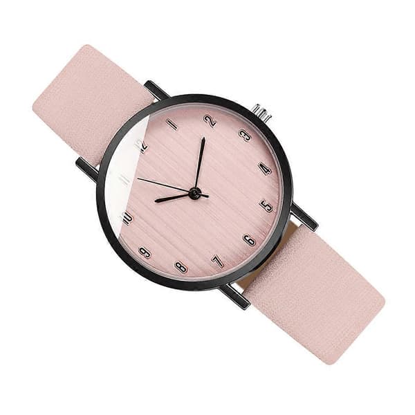 Damklocka snygg klocka läderrem armbandsklocka enkel stil armbandsklocka dekor Rosa